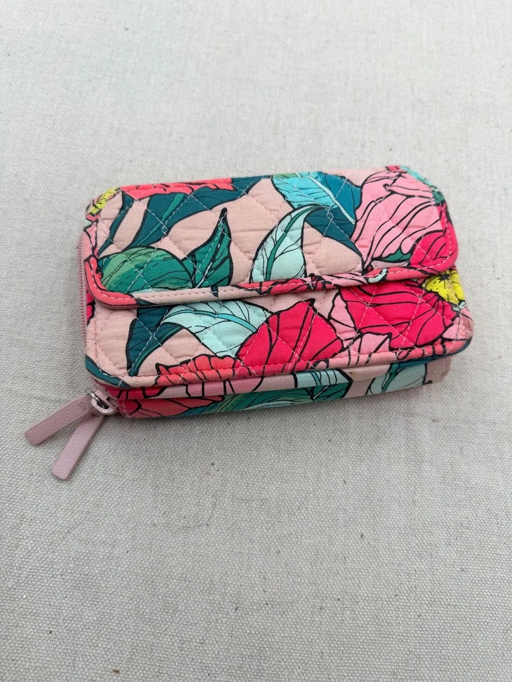 Floral Quilted Cosmetic Pouch - Pink Multi